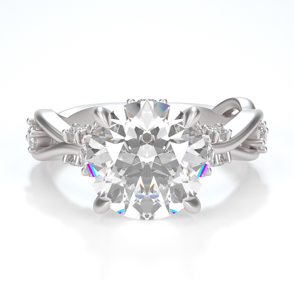 3ct D, VVS1 Moissanite Vine Ring - Picture 3 of 15